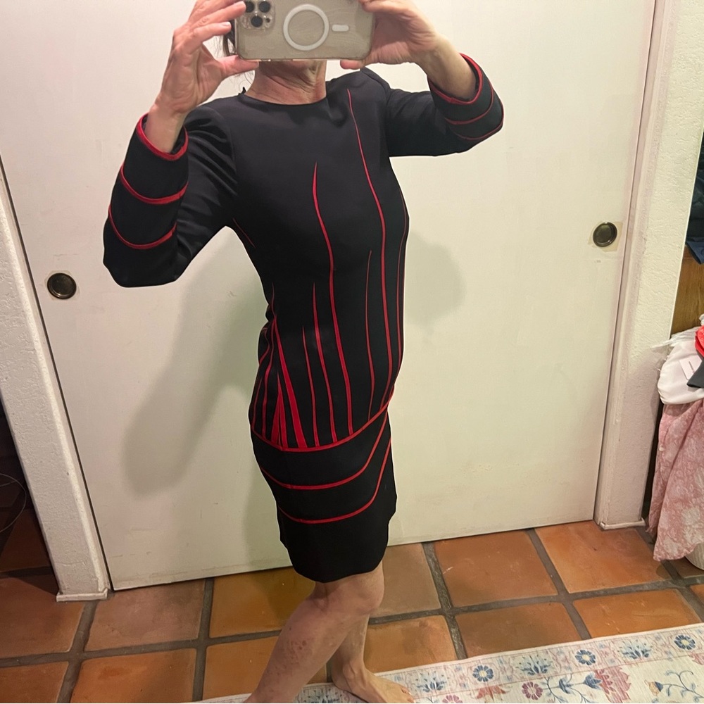 Black Dress with Red Stripes